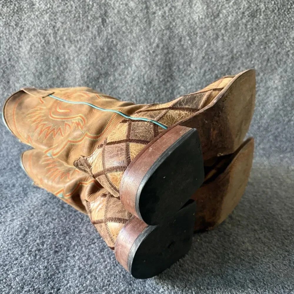 Horse Power by Anderson Bean Crazy Train Patchwork Western Boots Men’s 11 Brown